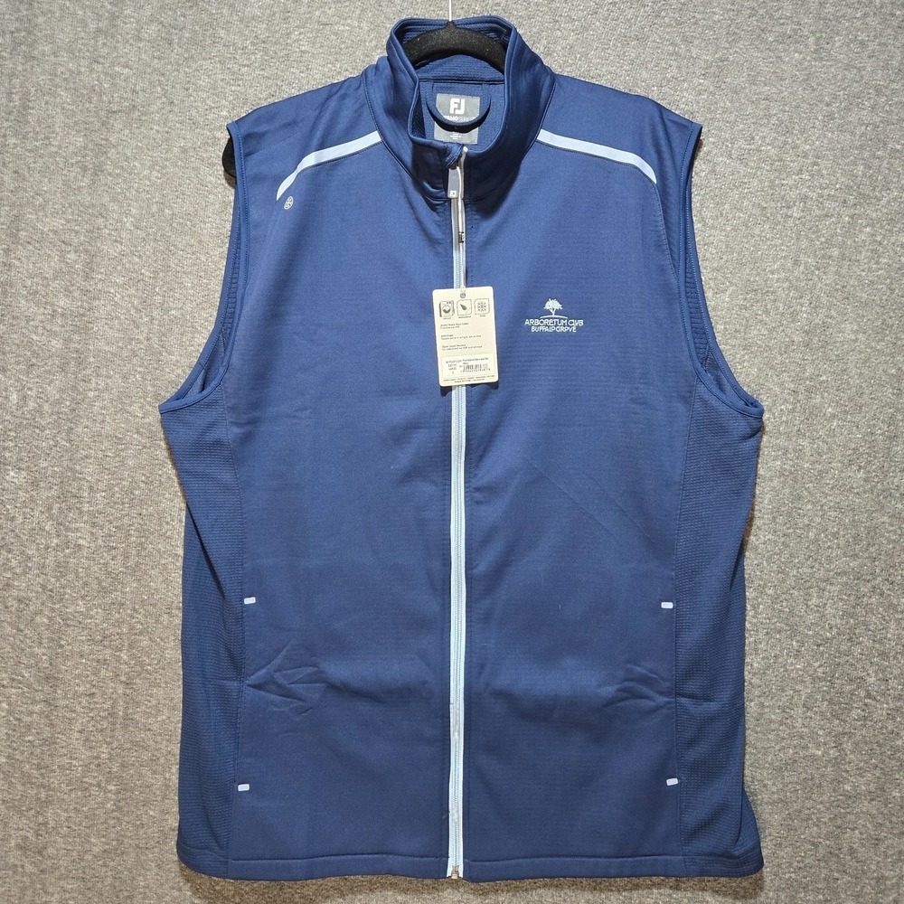 FootJoy ThermoSeries Fleece Back‎ Vest Mens Large Navy Blue Golf Full Zip *Logo